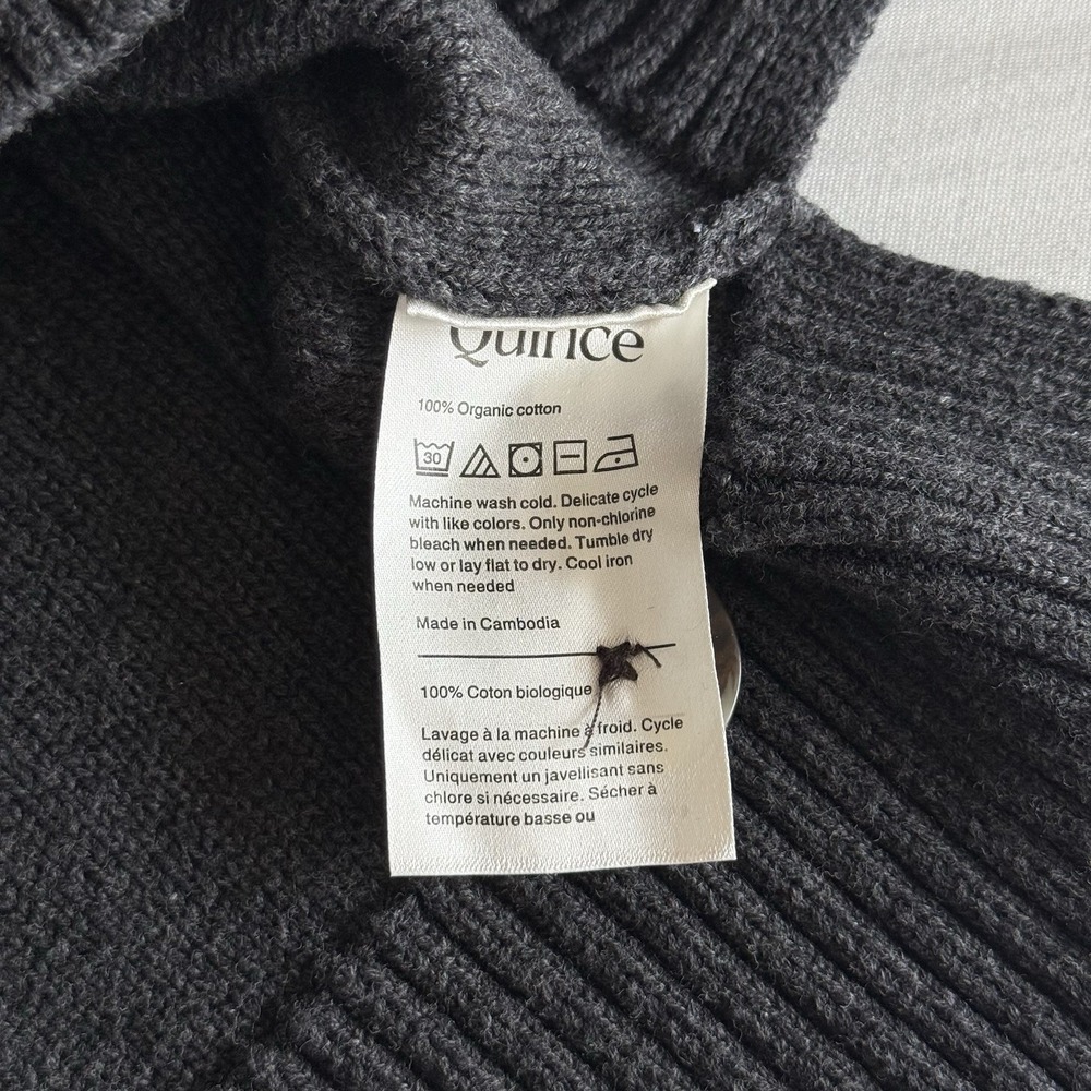 Quince Women 100% Organic Cotton Fisherman Boxy Cropped Cardigan Size M Gray - Picture 8 of 12